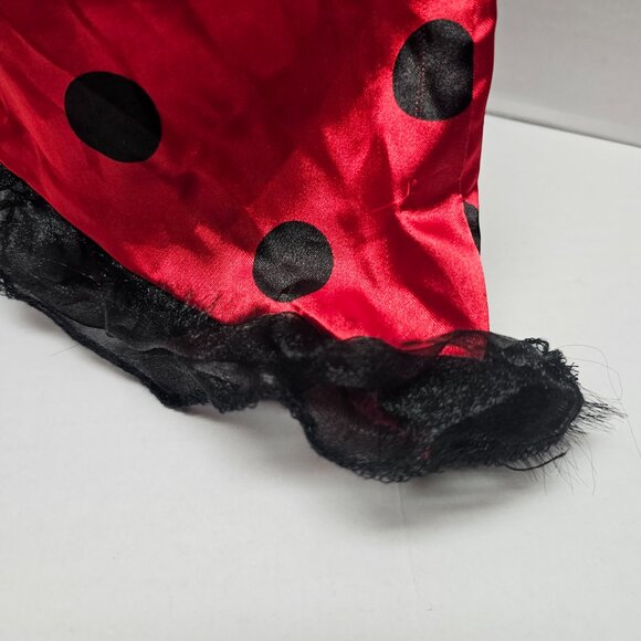 New L Large Miss Ladybug Animal Black Red Polka Dot Girls Dress Wings Costume - Picture 6 of 12